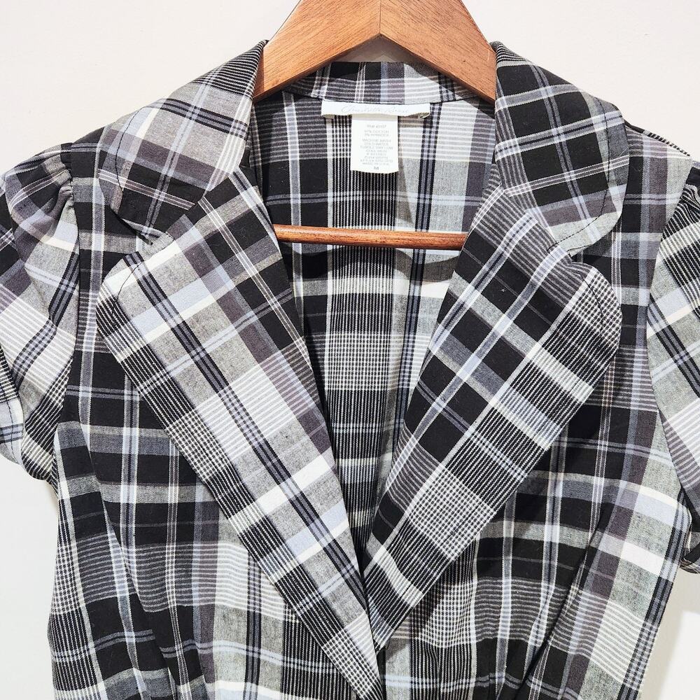 Vintage Charlotte Ruse Black White Plaid Peplum Blazer Size Medium Y2K Academia - Picture 2 of 9